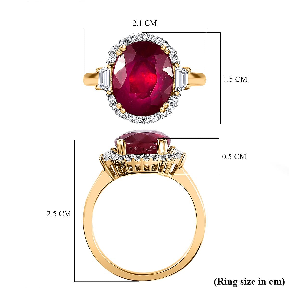 African Ruby &amp; Natural Zircon Ring in 18K Vermeil YG Plated Sterling Silver 7668396 4