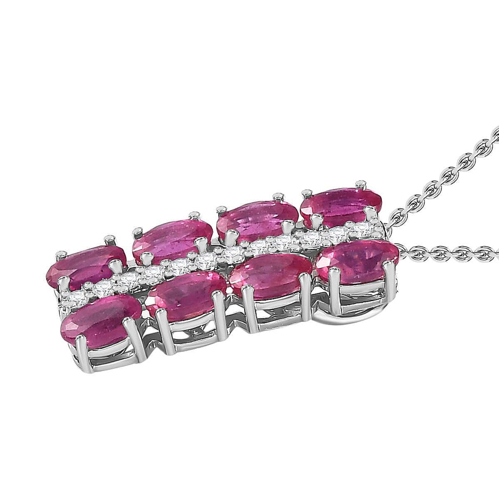 African Ruby & Natural Zircon Pendant with Chain (Size 20) in Platinum Overlay Sterling Silver 2.80 Ct.