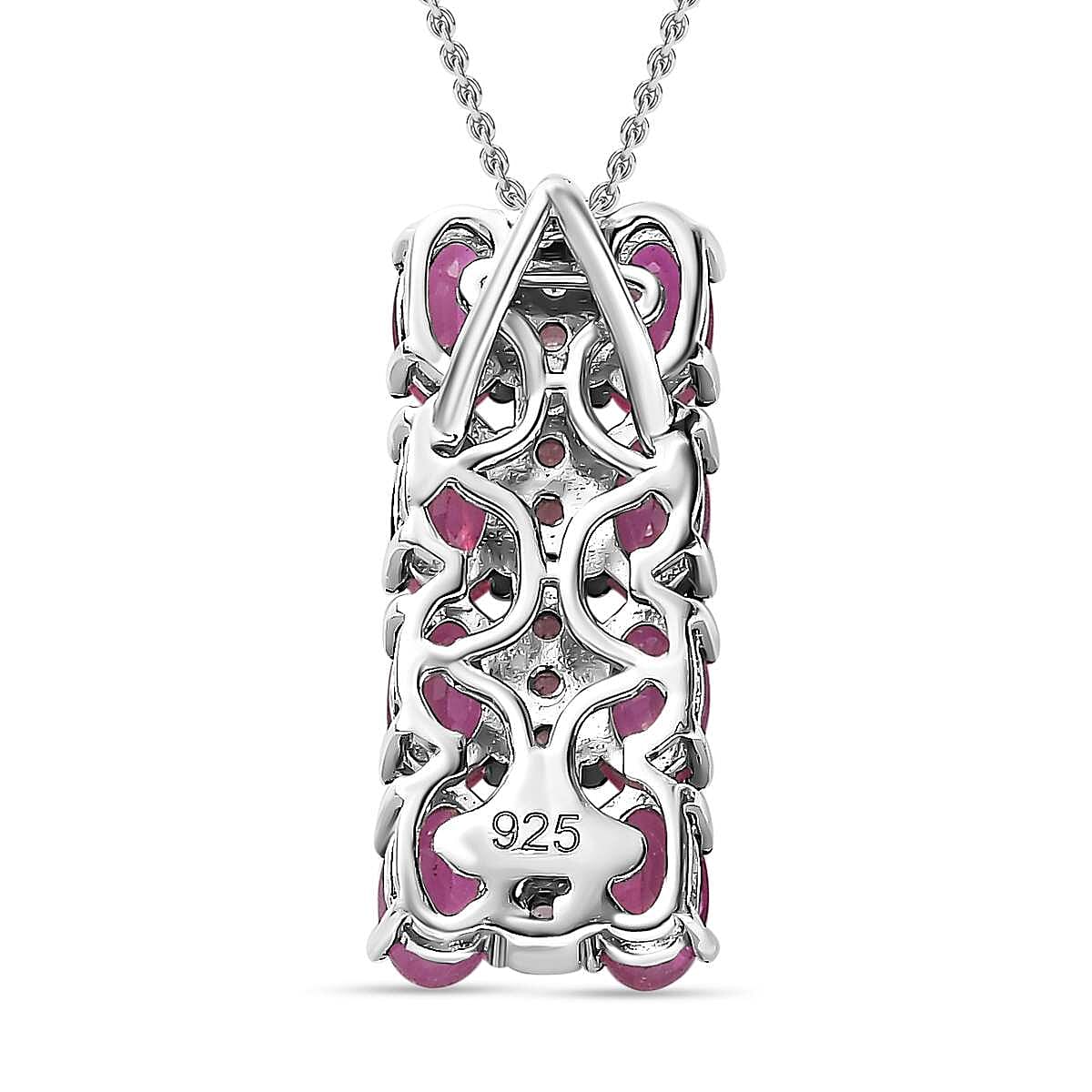 African Ruby &amp; Natural Zircon Pendant with Chain (Size 20) in Platinum Overlay Sterling Silver 2.80 Ct. 4246789 4