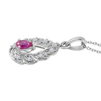 African Ruby & Natural Zircon Pendant with Chain (Size 20) in Platinum Overlay Sterling Silver 1.01 Ct, Silver Wt. 5.9 Gms