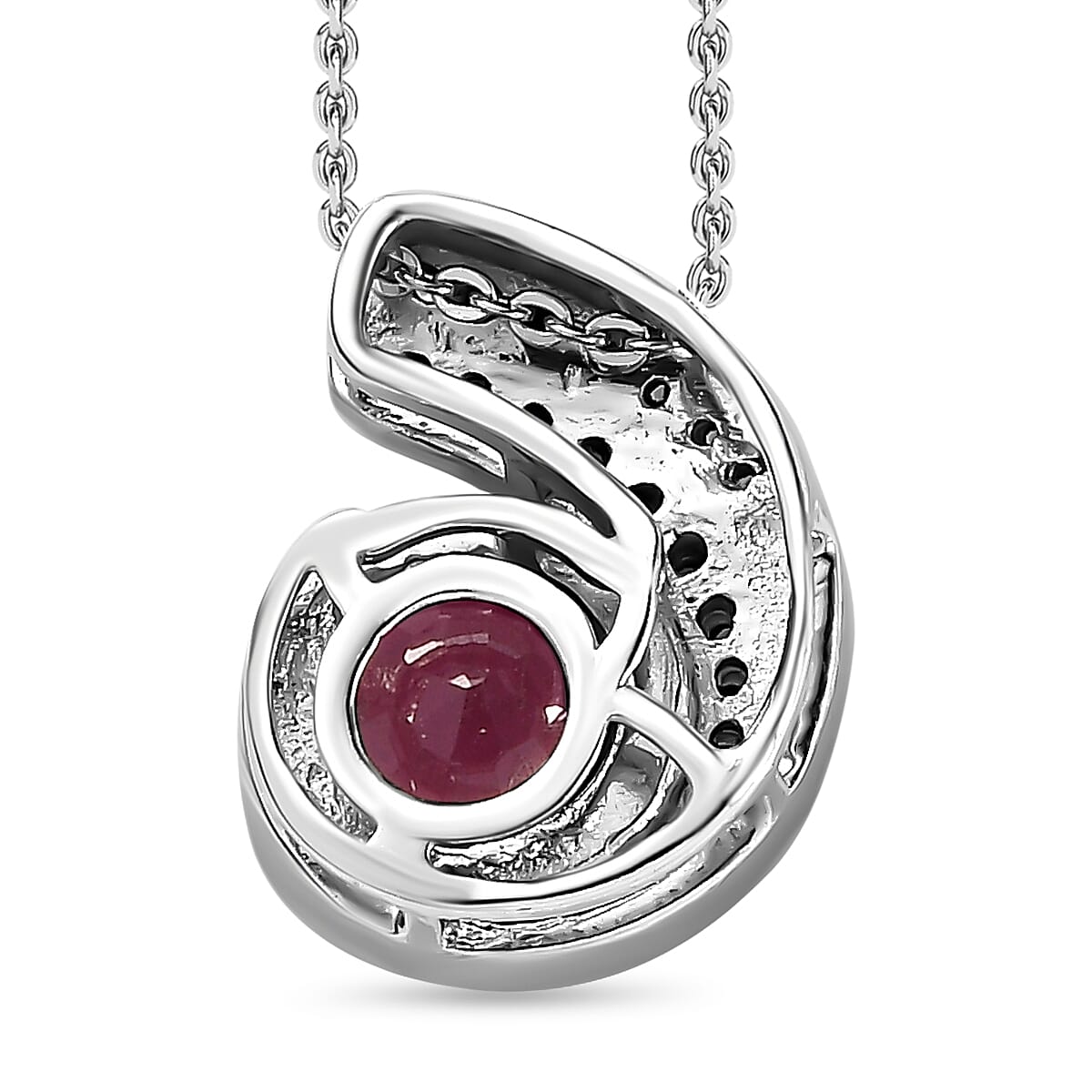 African Ruby &amp; Natural Zircon Pendant with Chain (Size 20) in Platinum Overlay Sterling Silver 2.31 Ct, Silver Wt. 5.78 Gms 4248180 5