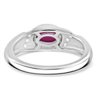 African Ruby & White Zircon Ring in Rhodium Overlay Sterling Silver 1.54 Ct.