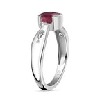 African Ruby & Natural Zircon Ring in Platinum Overlay Sterling Silver 1.30 Ct.