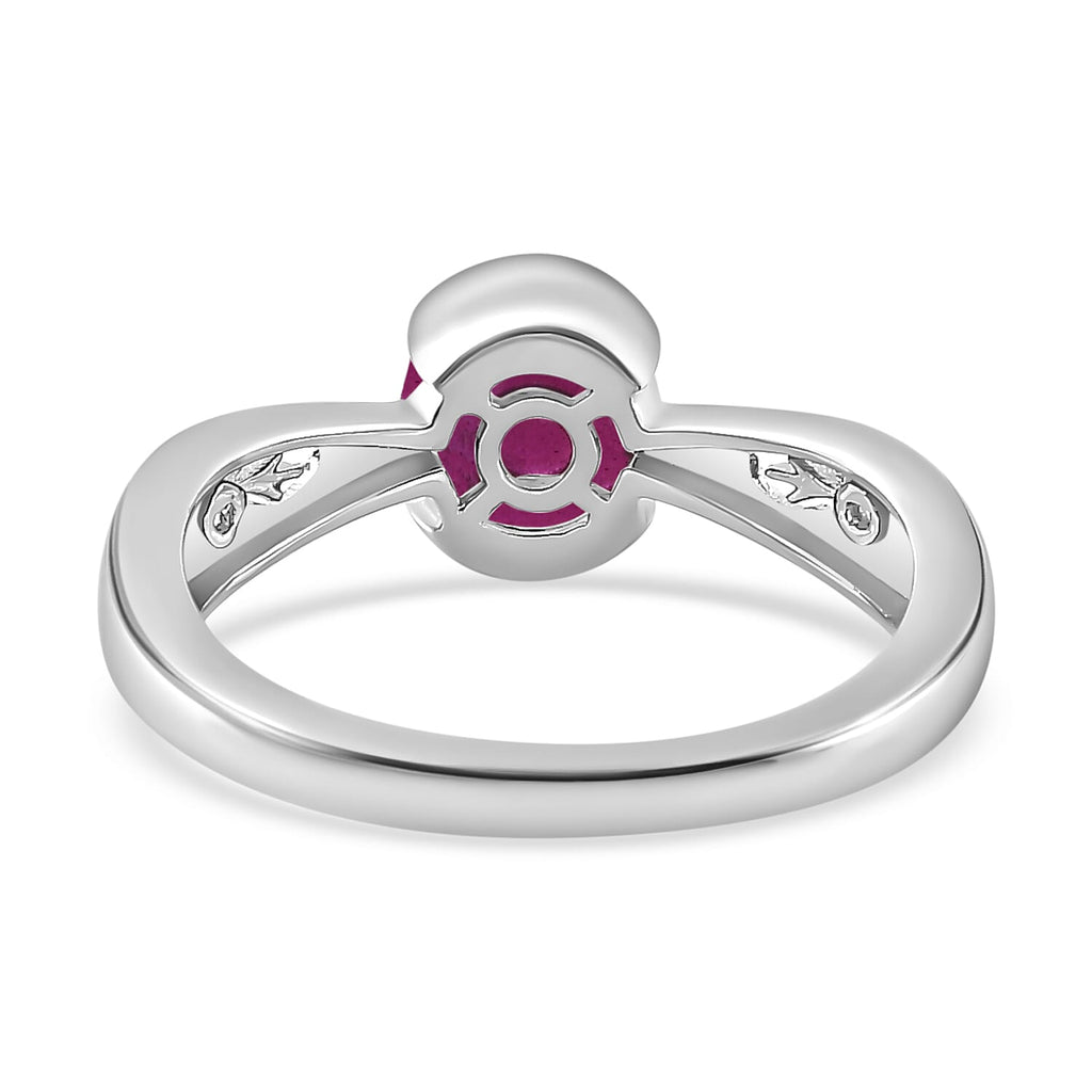 African Ruby & Natural Zircon Ring in Platinum Overlay Sterling Silver 1.30 Ct.