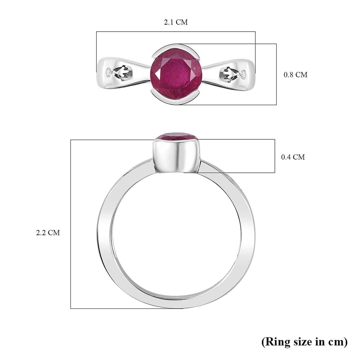 African Ruby &amp; Natural Zircon Ring in Platinum Overlay Sterling Silver 1.30 Ct. 7735548 5