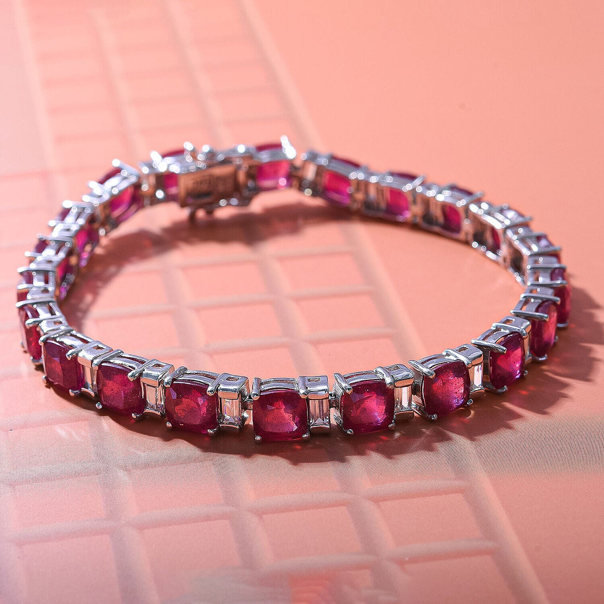 Cabo Delgado Ruby and Natural Zircon Tennis Bracelet (Size - 7.5) in Sterling Silver 7256044 2