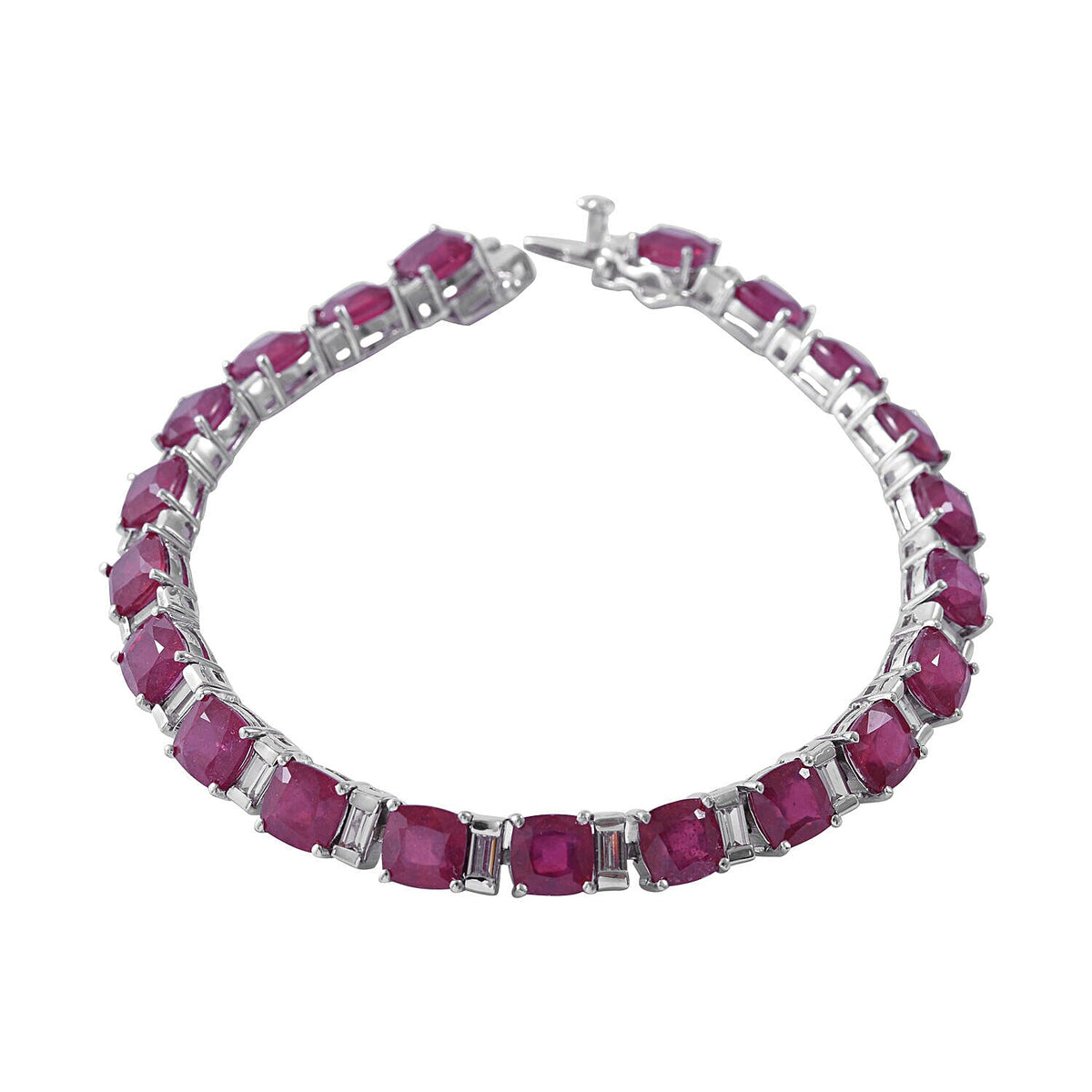Cabo Delgado Ruby and Natural Zircon Tennis Bracelet (Size - 7.5) in Sterling Silver 7256044 3
