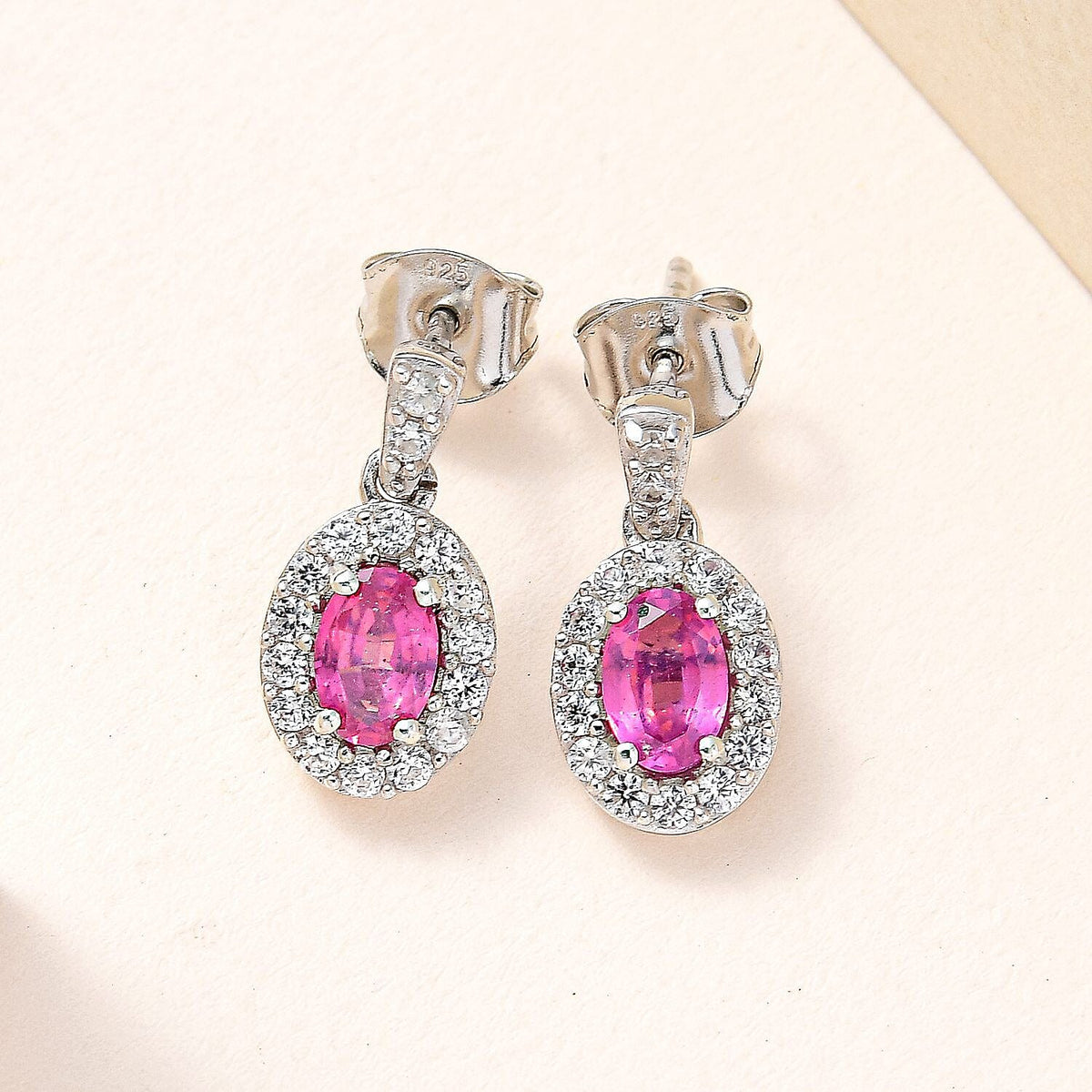 Ruby and Natural Zircon Earrings (with Push Post) in Platinum Overlay Sterling Silver 1.90 Ct. 7347213 2