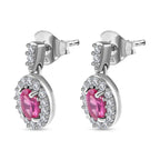 Ruby and Natural Zircon Earrings (with Push Post) in Platinum Overlay Sterling Silver 1.90 Ct.