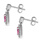 Ruby and Natural Zircon Earrings (with Push Post) in Platinum Overlay Sterling Silver 1.90 Ct.