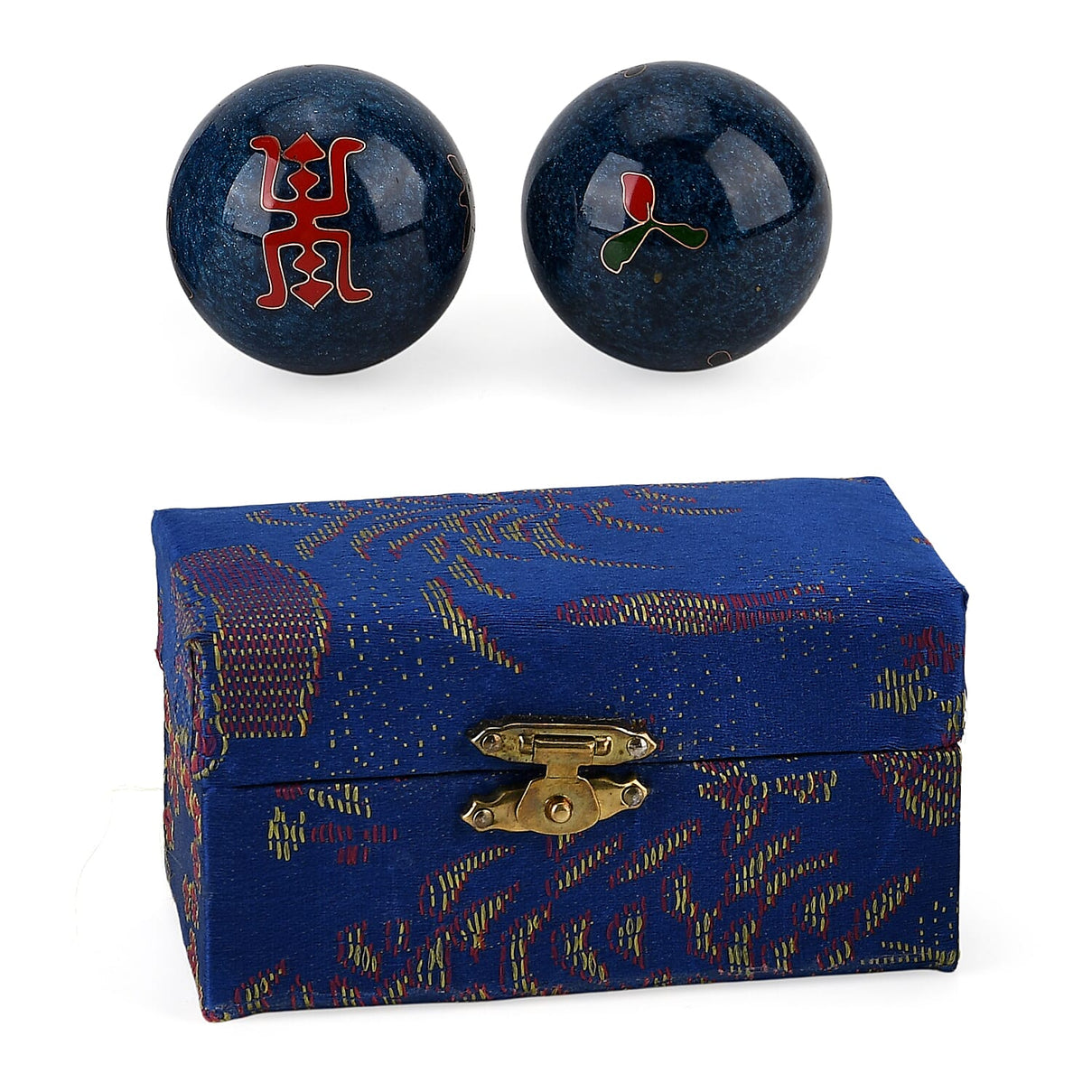 Set of 2 Chiming Enamelled Cloisonne Baoding Balls For Meditation, Hand Flexibility and Stress Relief - Long Life 8377005 0