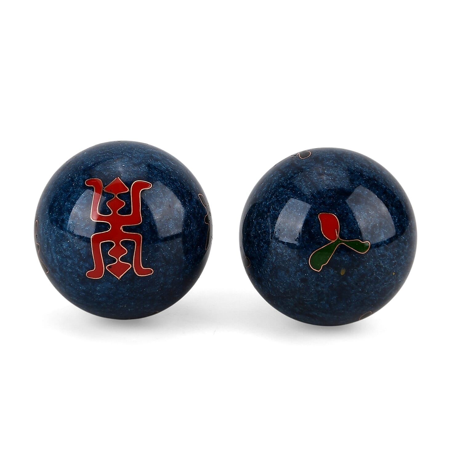 Set of 2 Chiming Enamelled Cloisonne Baoding Balls For Meditation, Hand Flexibility and Stress Relief - Long Life 8377005 3