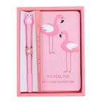 Flamingo Pattern Journal Notebook with 10 Stencils and a Pen (Size 18x10 Cm)