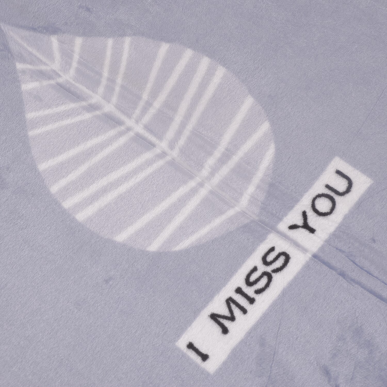Flannel Leaf Printed Blanket - I Miss You  (King Size, 200x150 cm) - Grey 7381899 2