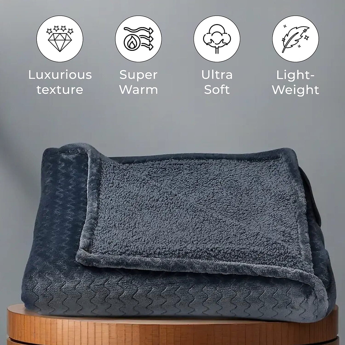 Cosy Flannel Double Layered Blanket - Grey 7644239 4
