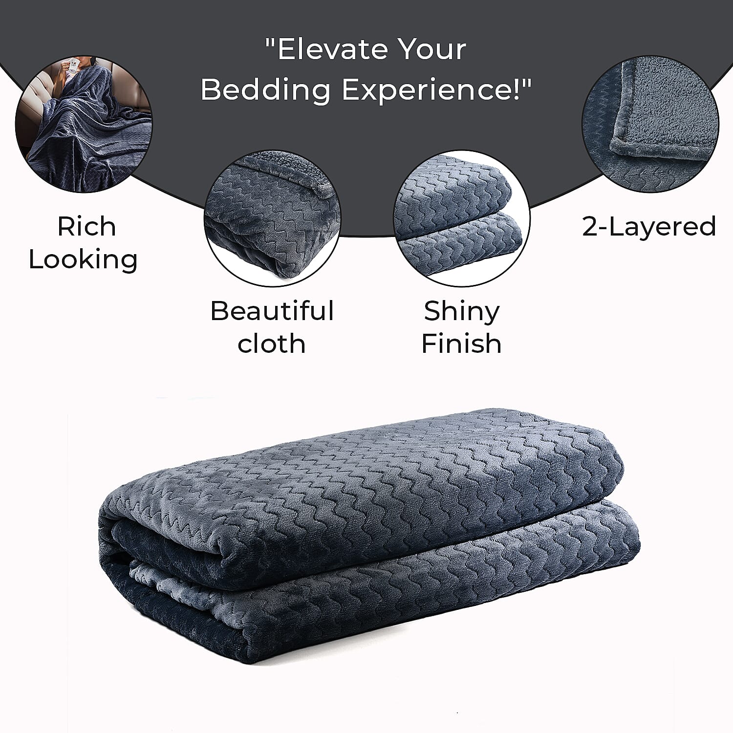 Cosy Flannel Double Layered Blanket - Grey 7644239 5