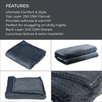 Deluxe Collection- Cozy Flannel Double Layered Blanket (Size 200x150 cm) - Grey