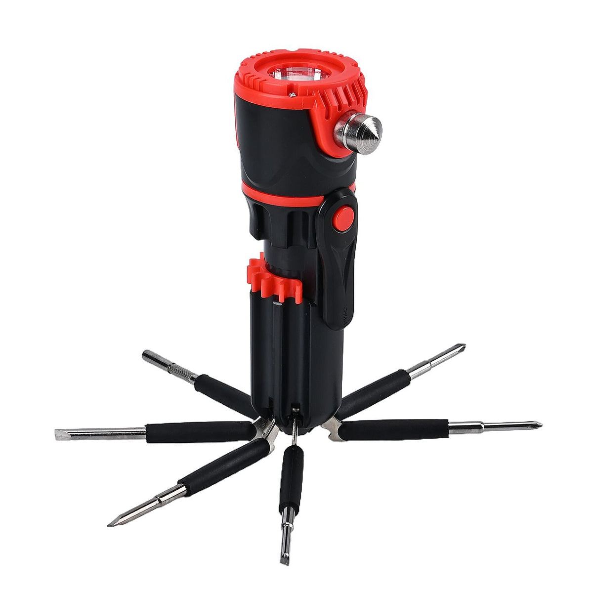12 in 1 Multifunctional Flashlight ( Inc. 1 LED Light, Taillight, Seat Belt Cutter, 7 Screwdrivers - Many More) 3xAAA Battery (Not Inc.) 7677550 12