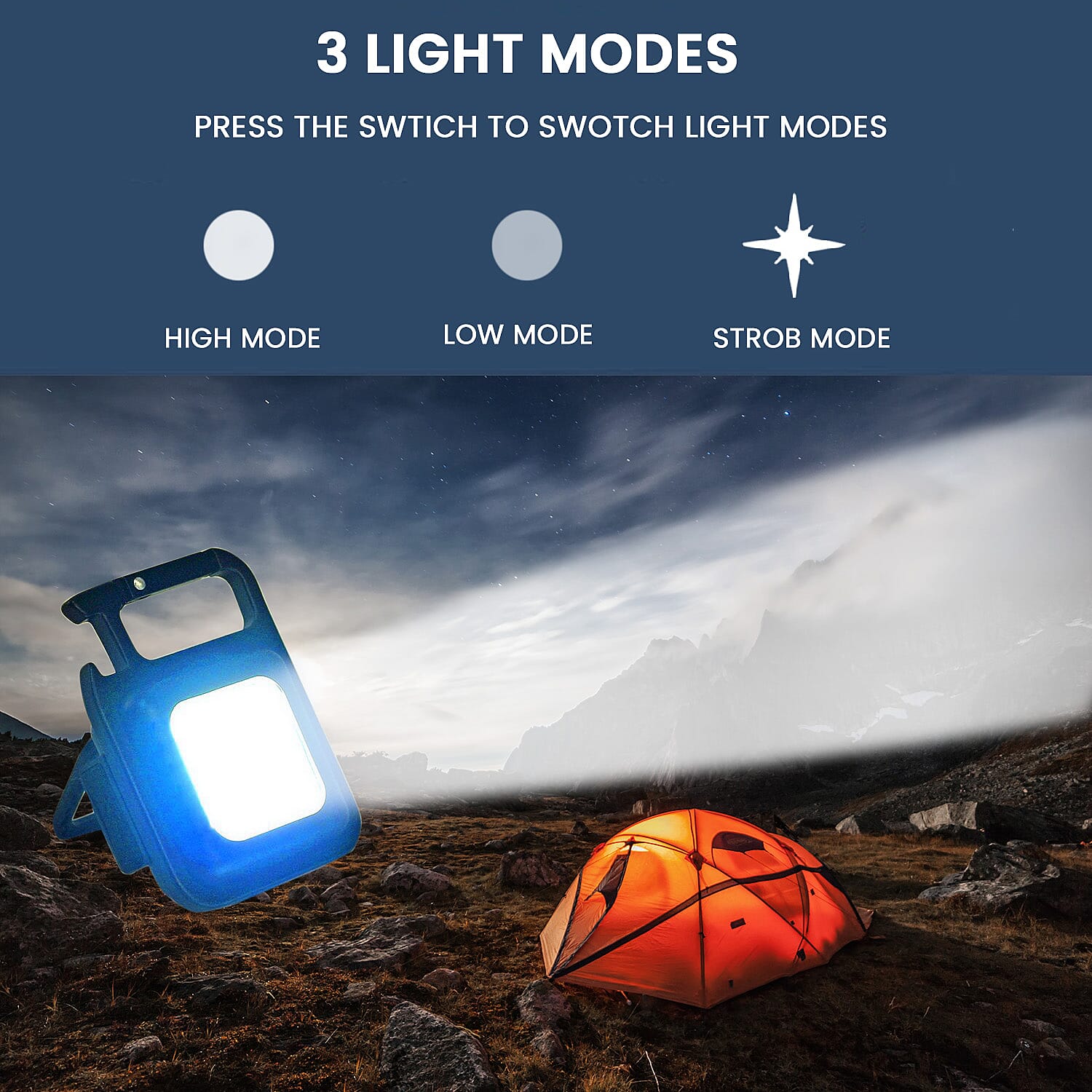 Portable USB Rechargeable Keychain Flashlight with Carabiner 7607286 2