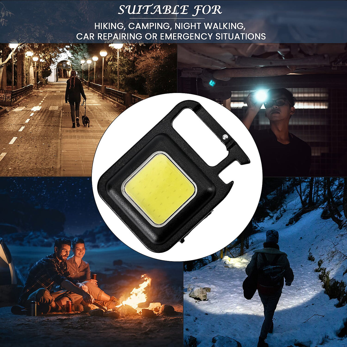 Portable USB Rechargeable Keychain Flashlight with Carabiner 7607286 5