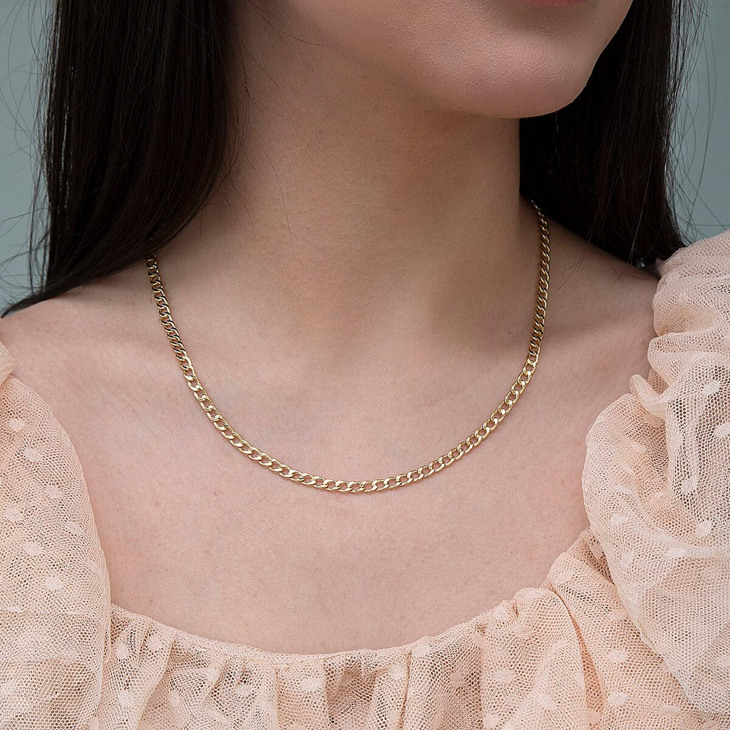 9K Yellow Gold Flat Curb Chain With Lobster Clasp (Size - 18)