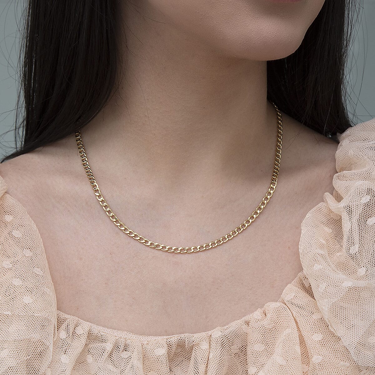 Flat Curb Chain 18 Inch in 9K Yellow Gold 7577712 1