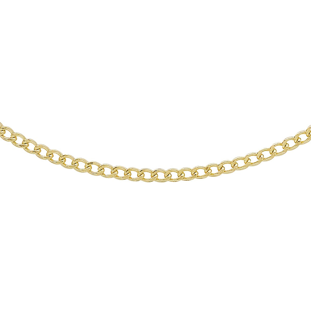 9K Yellow Gold Flat Curb Chain (Size 20), With Spring Ring Clasp.