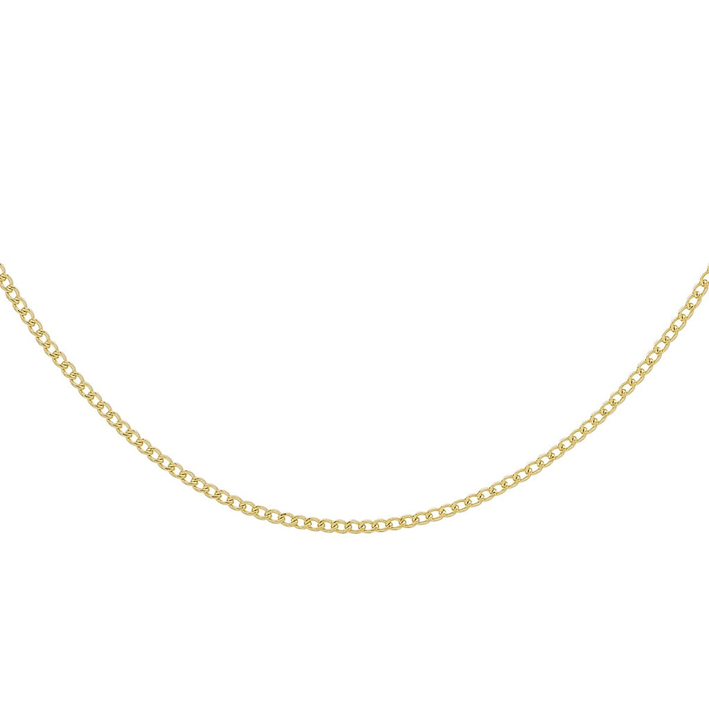 9K Yellow Gold Flat Curb Chain (Size 20), With Spring Ring Clasp.