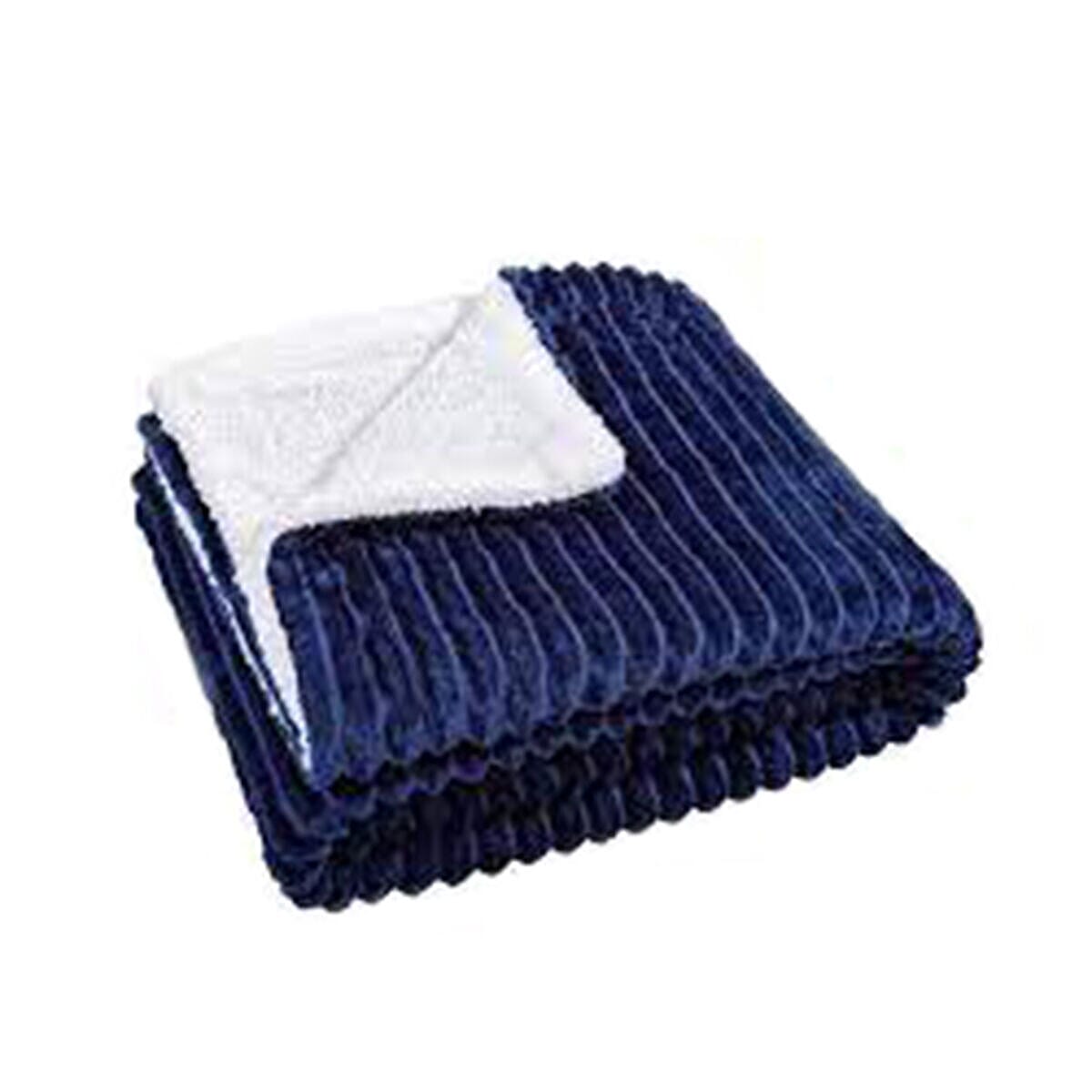 SILENTNIGHT Cord Blanket (Size 150x125 cm) - White and Navy 7504451 0