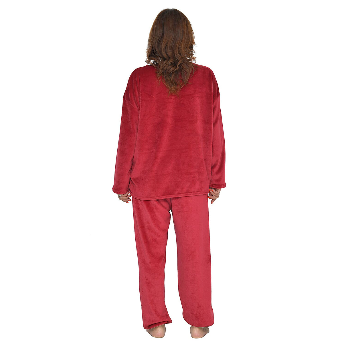 Fleece Women's Sweatshirt and Trousers - Burgundy 7149660 2