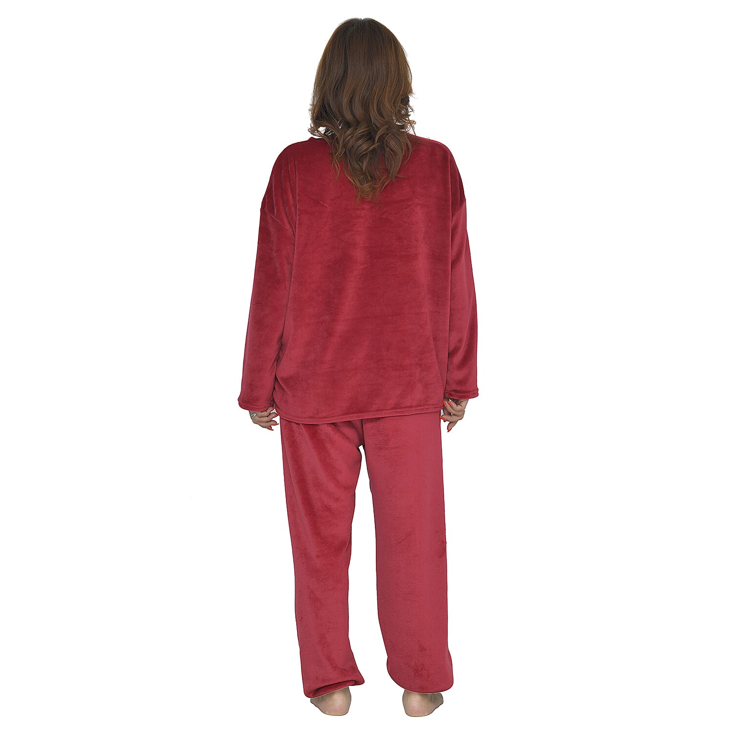 Fleece Women's Sweatshirt and Trousers - Burgundy 7149660 2