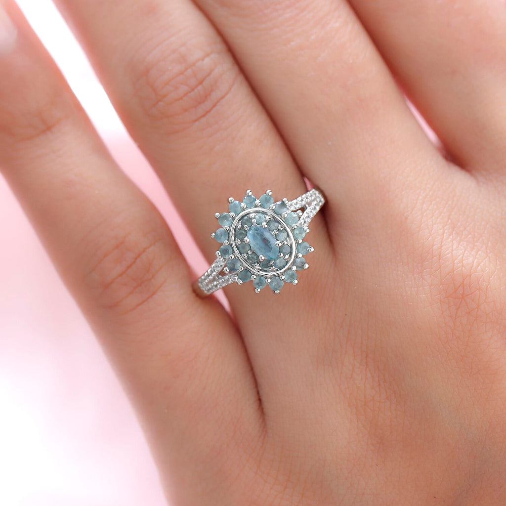 Alexandrite and Natural Zircon Ring in Platinum Overlay Sterling Silver 1.11 Ct.