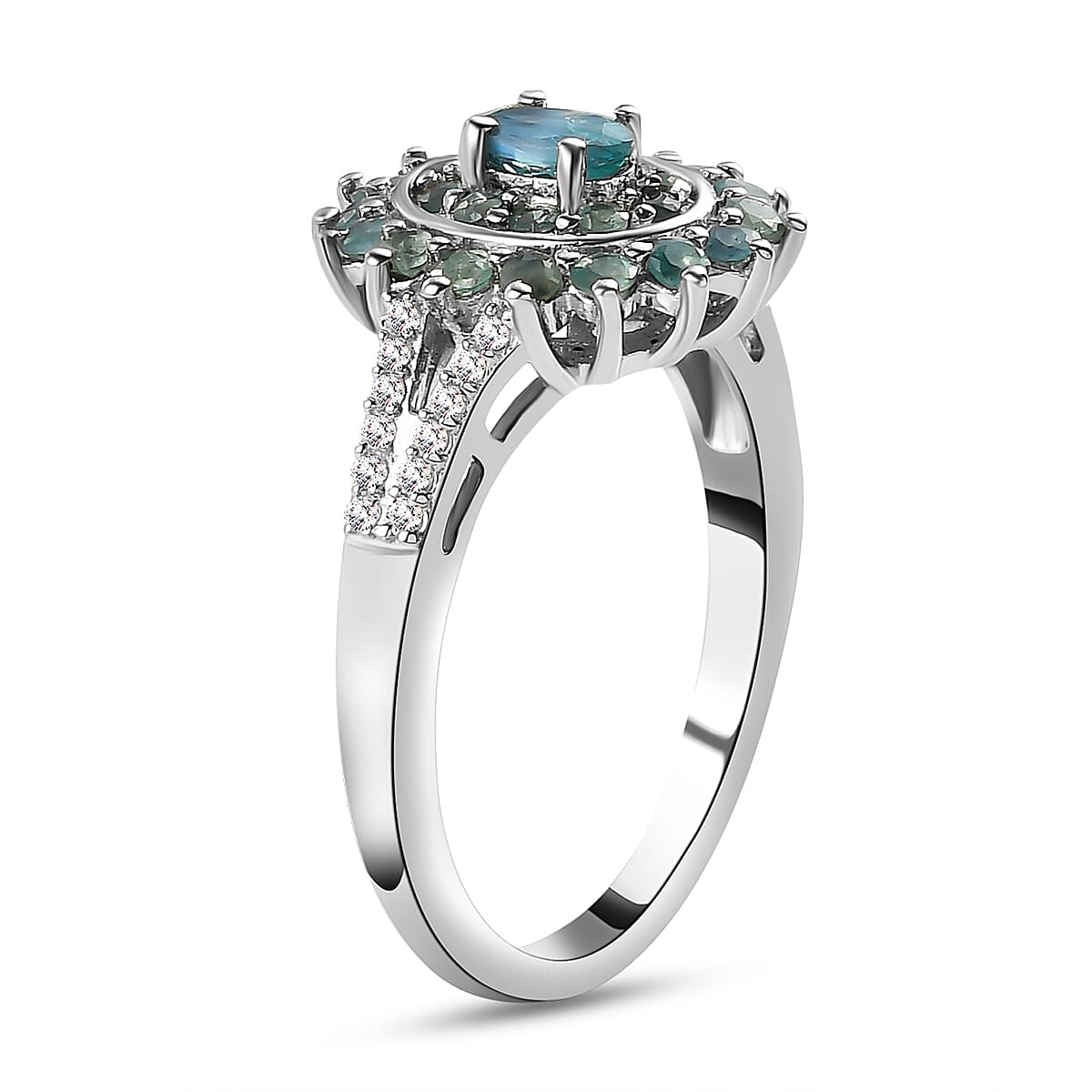 Floral Alexandrite Ring with Natural Cambodian Zircon in Platinum Plated Sterling Silver 1.11 Ct. 8743170 4