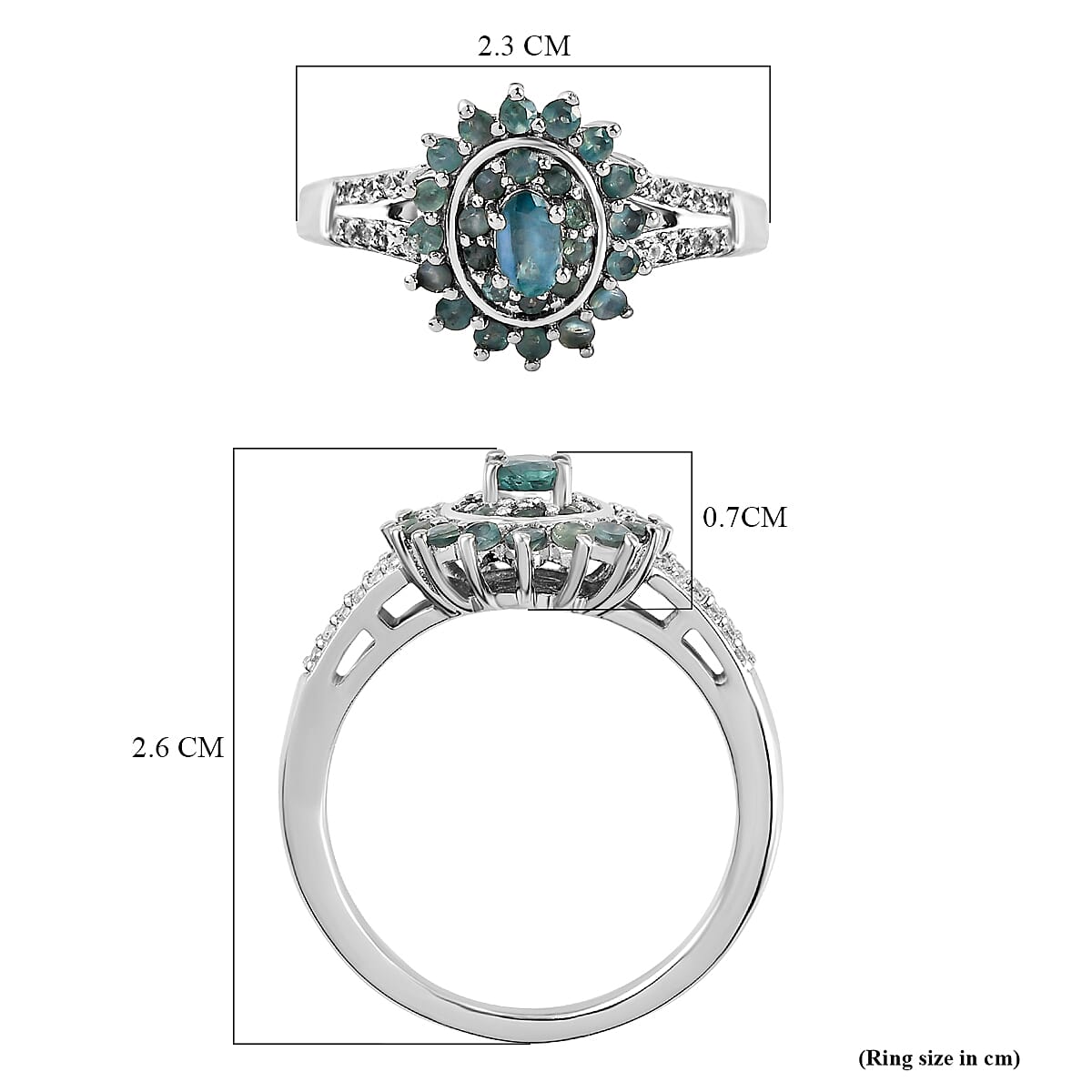 Floral Alexandrite Ring with Natural Cambodian Zircon in Platinum Plated Sterling Silver 1.11 Ct. 8743170 6