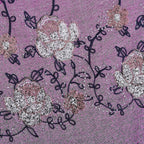 Floral Embroidery Scarf with Rhinestone (Size - 180x68 cm) - Purple