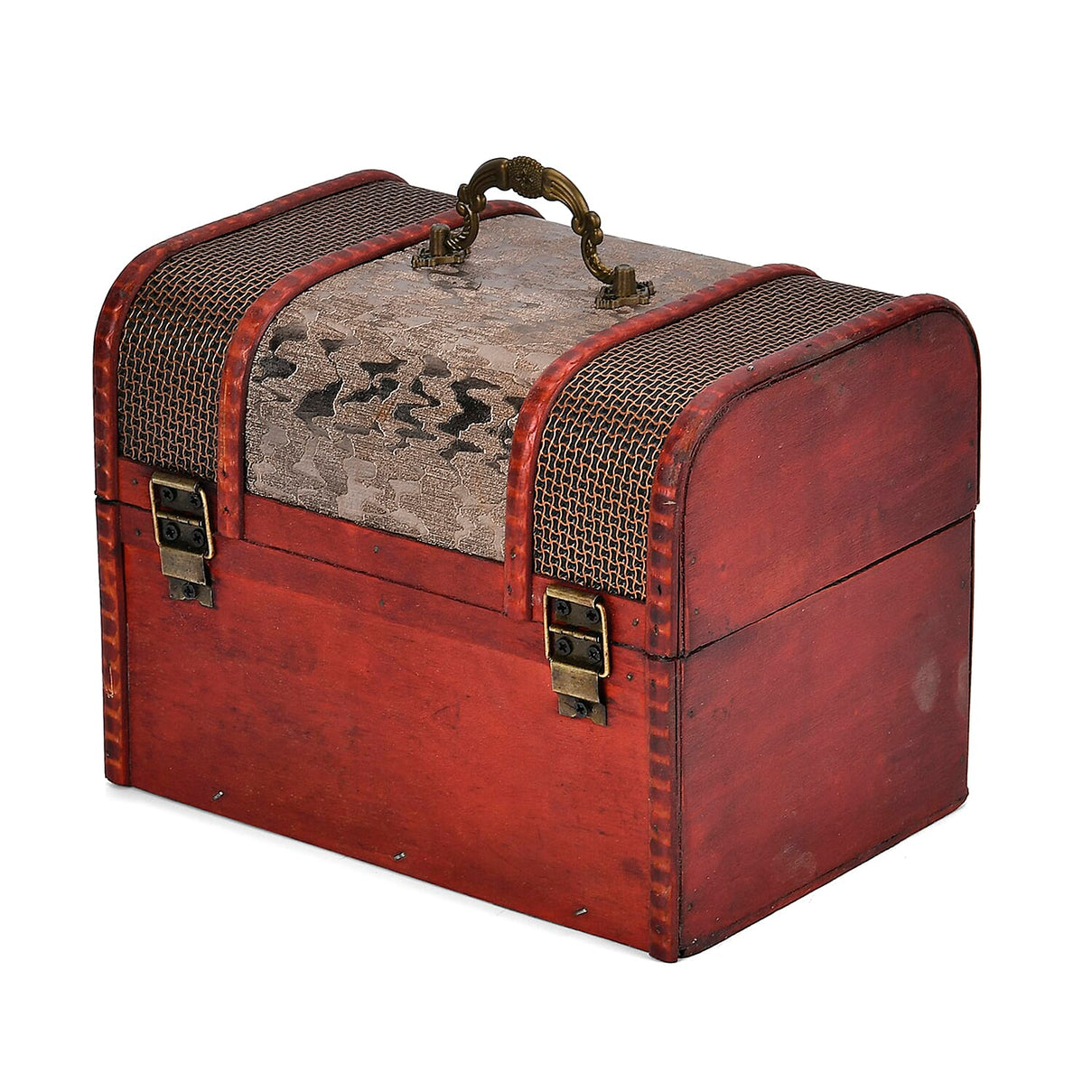 Classic Antique Style Floral Pattern Wooden Storage Box (Size 21x16x14 cm) - Silver 7696039 3