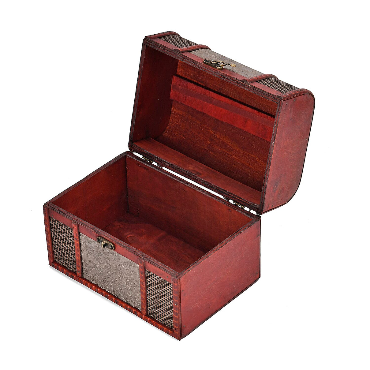 Classic Antique Style Floral Pattern Wooden Storage Box (Size 21x16x14 cm) - Silver 7696039 4