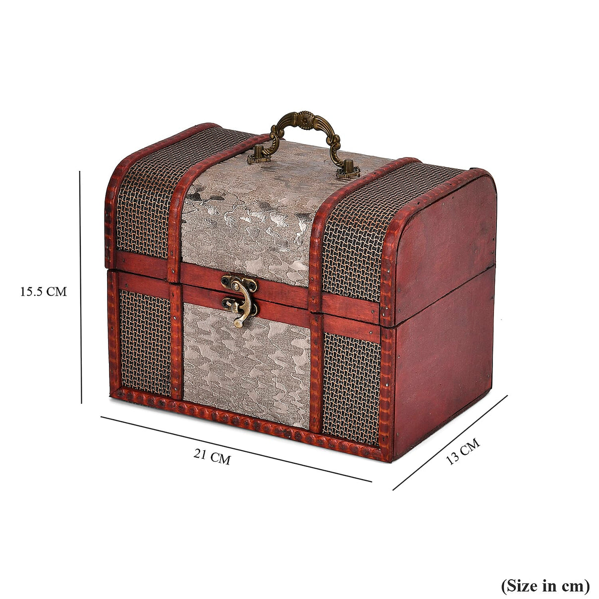 Classic Antique Style Floral Pattern Wooden Storage Box (Size 21x16x14 cm) - Silver 7696039 5