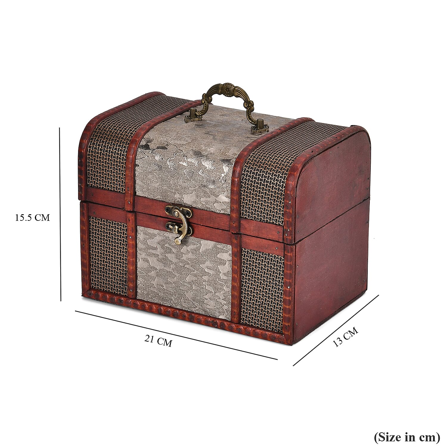 Classic Antique Style Floral Pattern Wooden Storage Box (Size 21x16x14 cm) - Silver 7696039 5