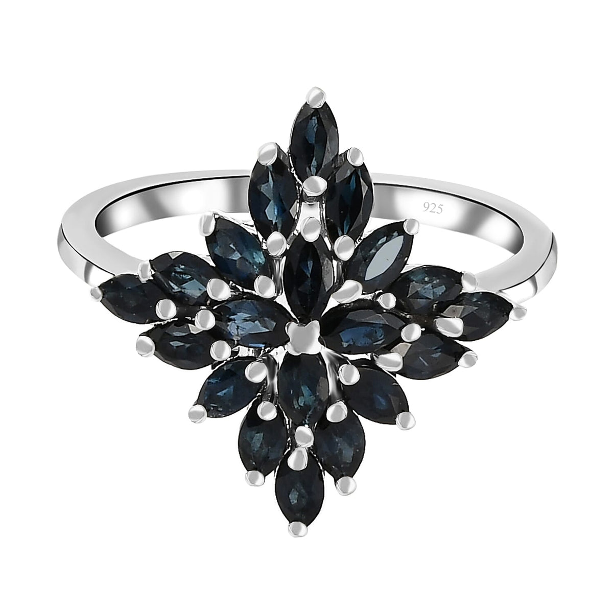 Floral Monte Belo Indicolite Ring in Platinum Plated Sterling Silver 1.53 Ct. 8734120 0