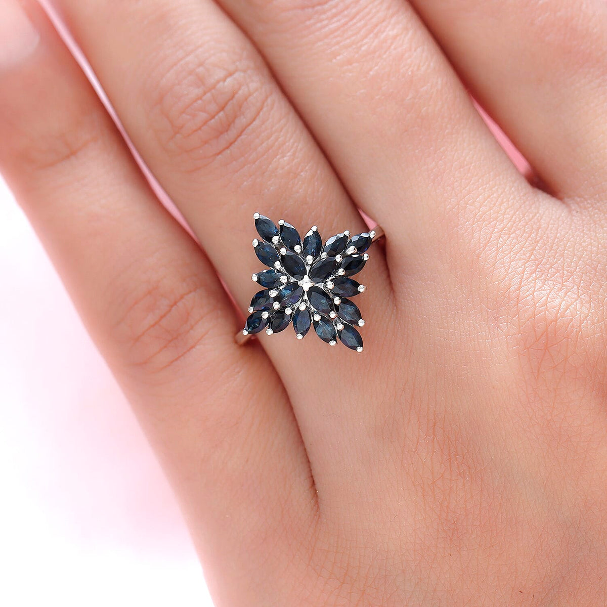 Floral Monte Belo Indicolite Ring in Platinum Plated Sterling Silver 1.53 Ct. 8734120 3