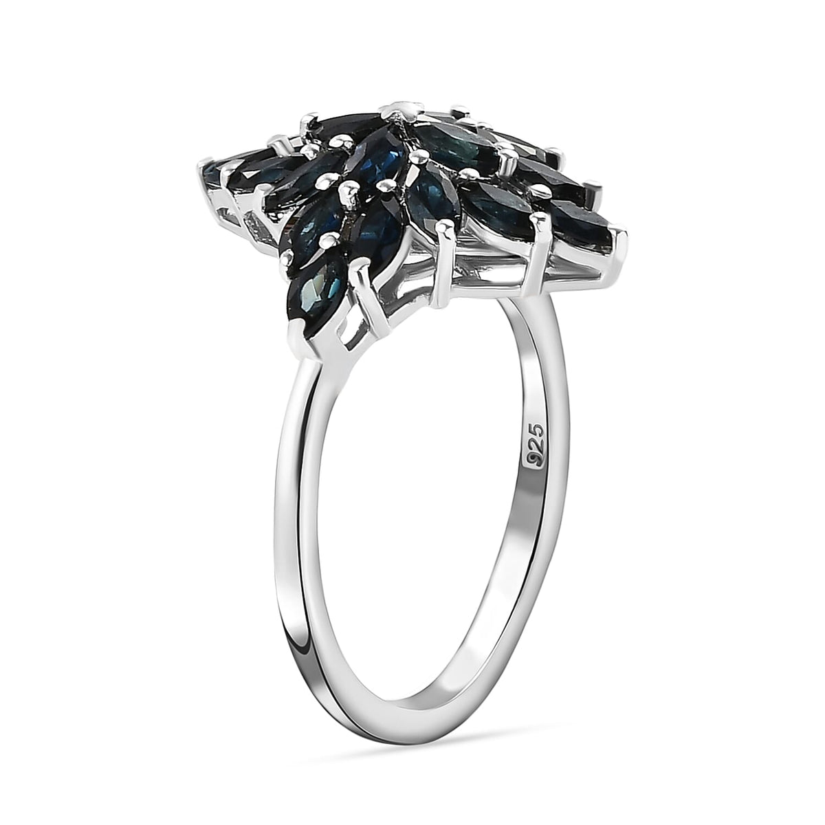 Floral Monte Belo Indicolite Ring in Platinum Plated Sterling Silver 1.53 Ct. 8734120 4
