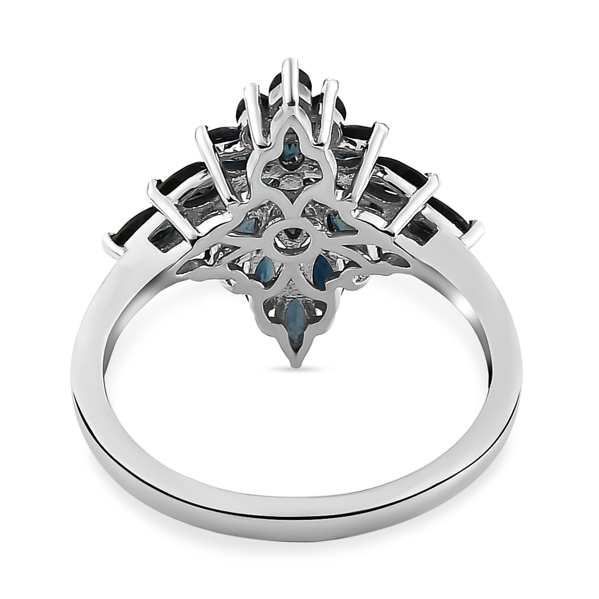 Floral Monte Belo Indicolite Ring in Platinum Plated Sterling Silver 1.53 Ct. 8734120 5