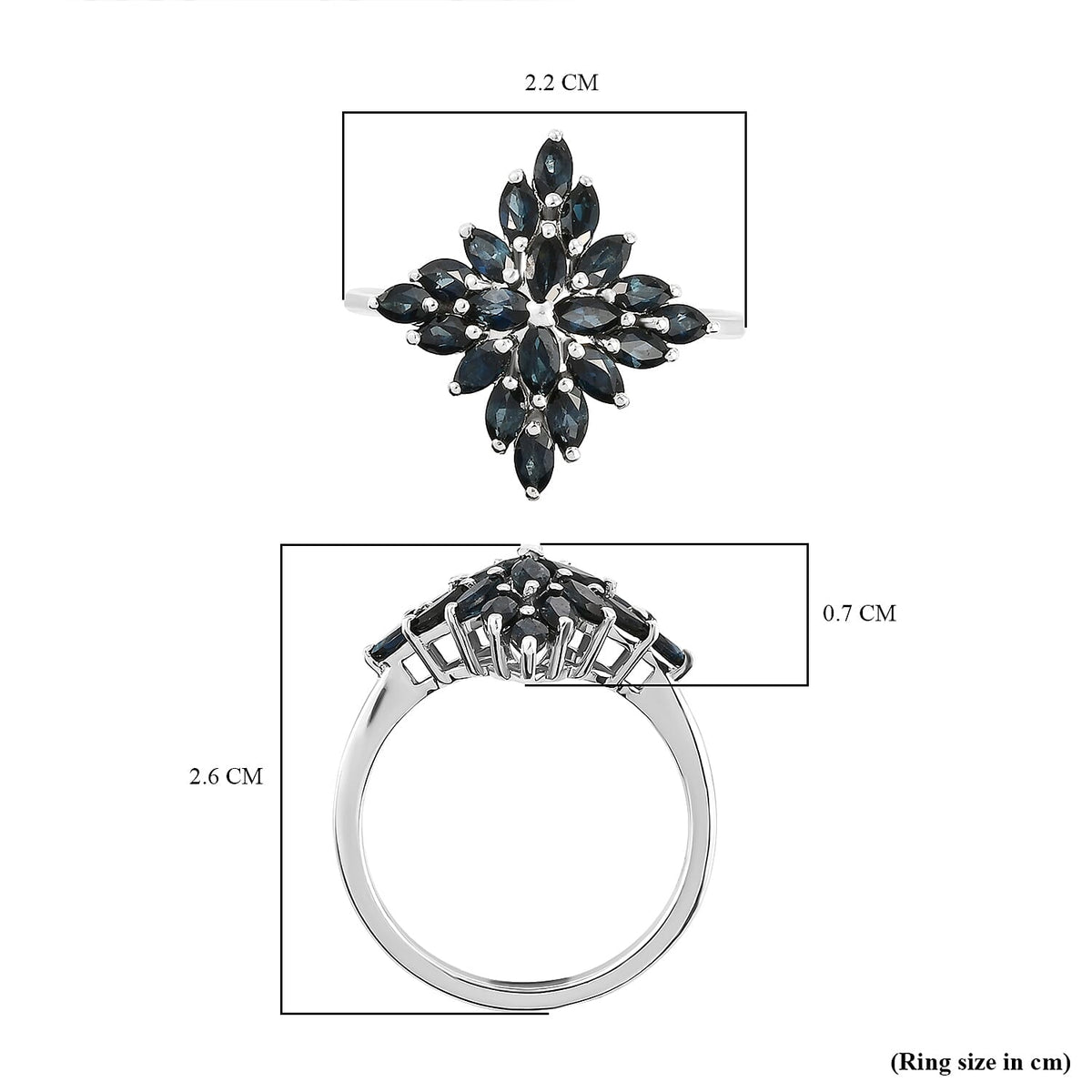 Floral Monte Belo Indicolite Ring in Platinum Plated Sterling Silver 1.53 Ct. 8734120 6