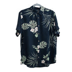 Floral Print Half Sleeves Mens Shirt (Size S) - Navy