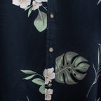 Floral Print Half Sleeves Mens Shirt (Size S) - Navy