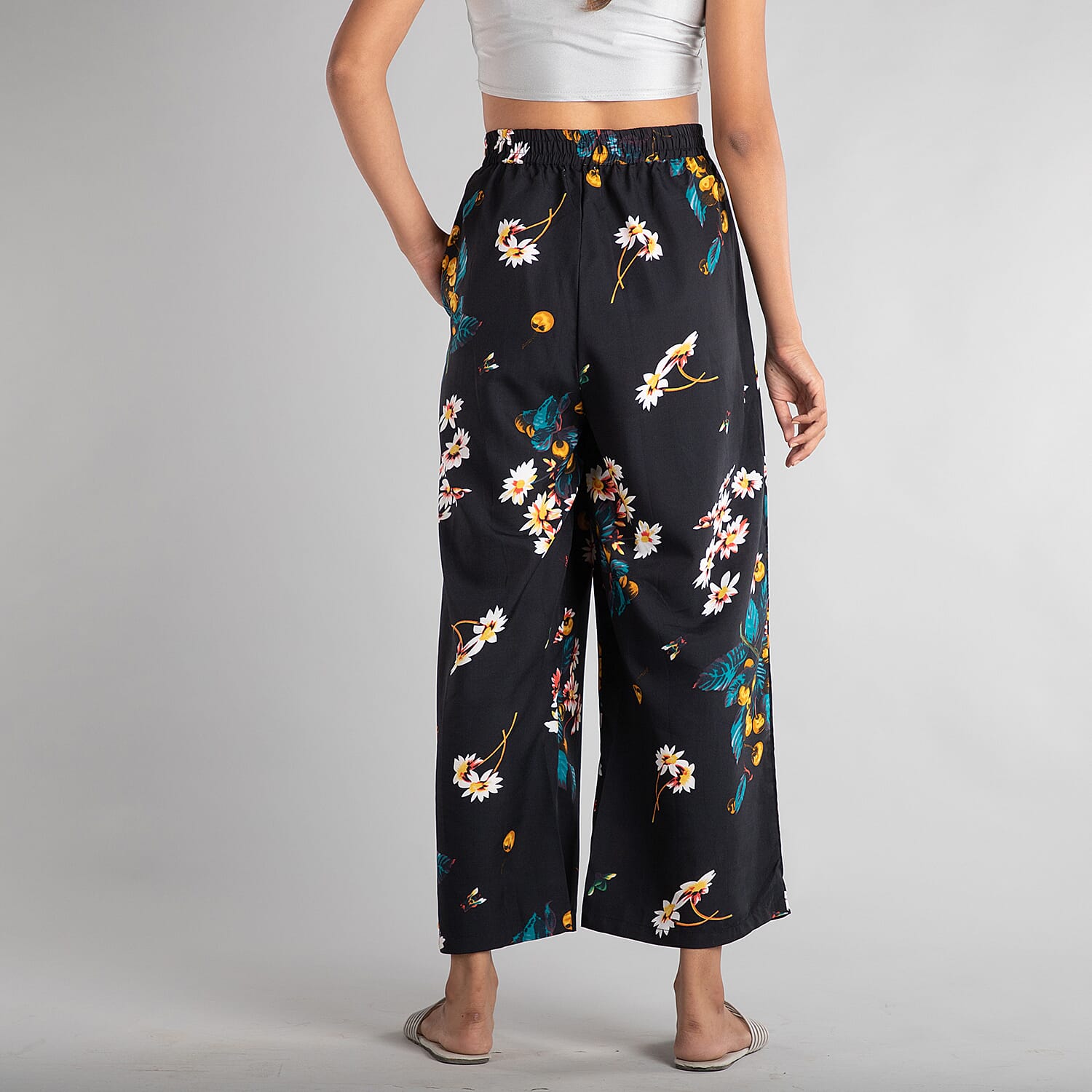 Floral Printed High-Rise Women's Trousers - Black 6527688 1