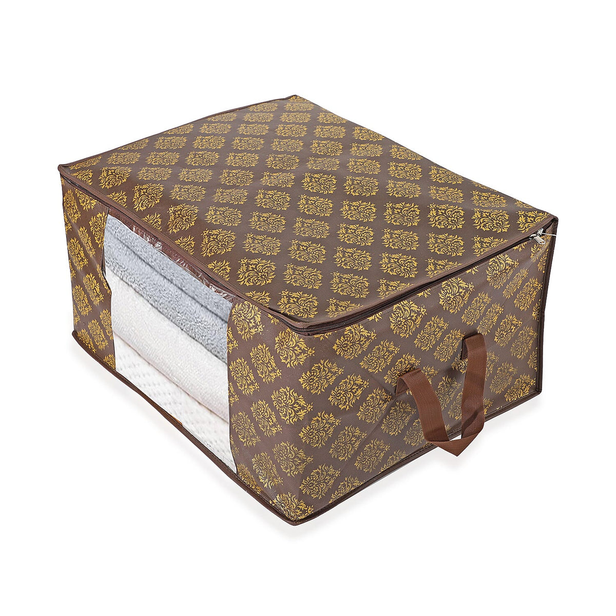 Set of 3 Storage Organisers With Transparent Viewing Window (60 x 30 x 45 cm) - Brown 8194208 3