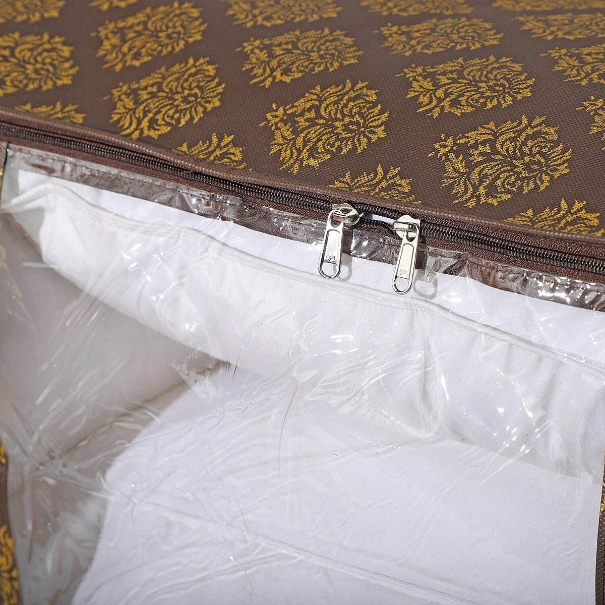 Set of 3 Storage Organisers With Transparent Viewing Window (60 x 30 x 45 cm) - Brown 8194208 9