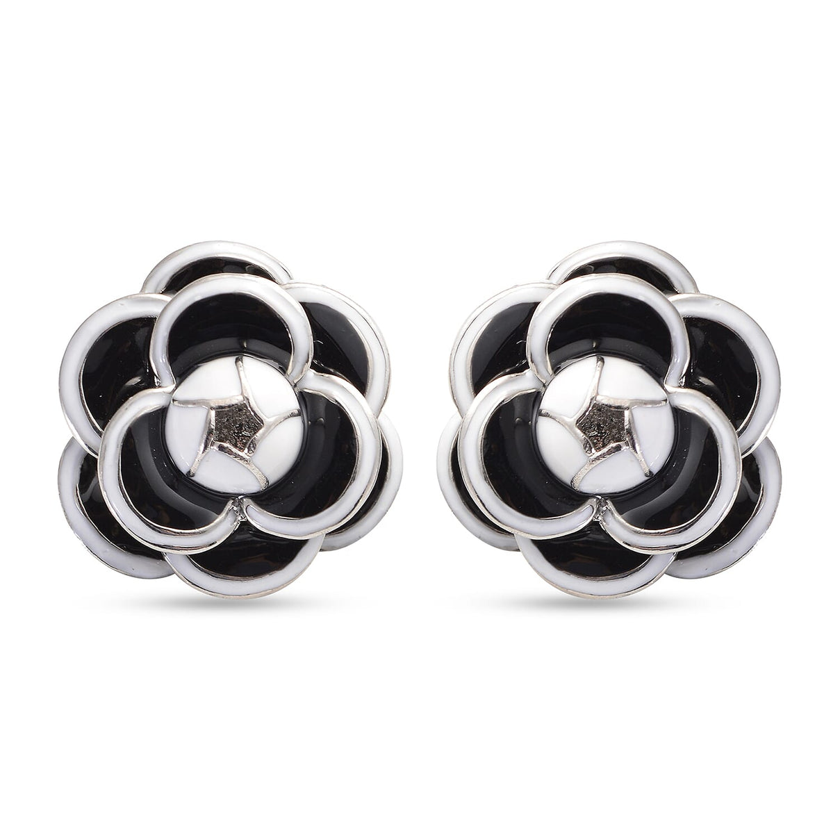 Floral Stud Earrings in Silver Tone 6351223 0
